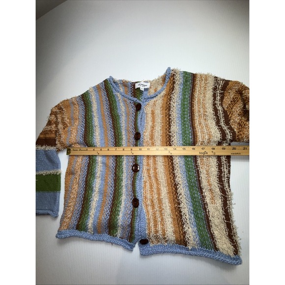 ee:some Striped Color Block Striped Baja Style Cotton Cardigan Sweater Size S - Picture 4 of 7
